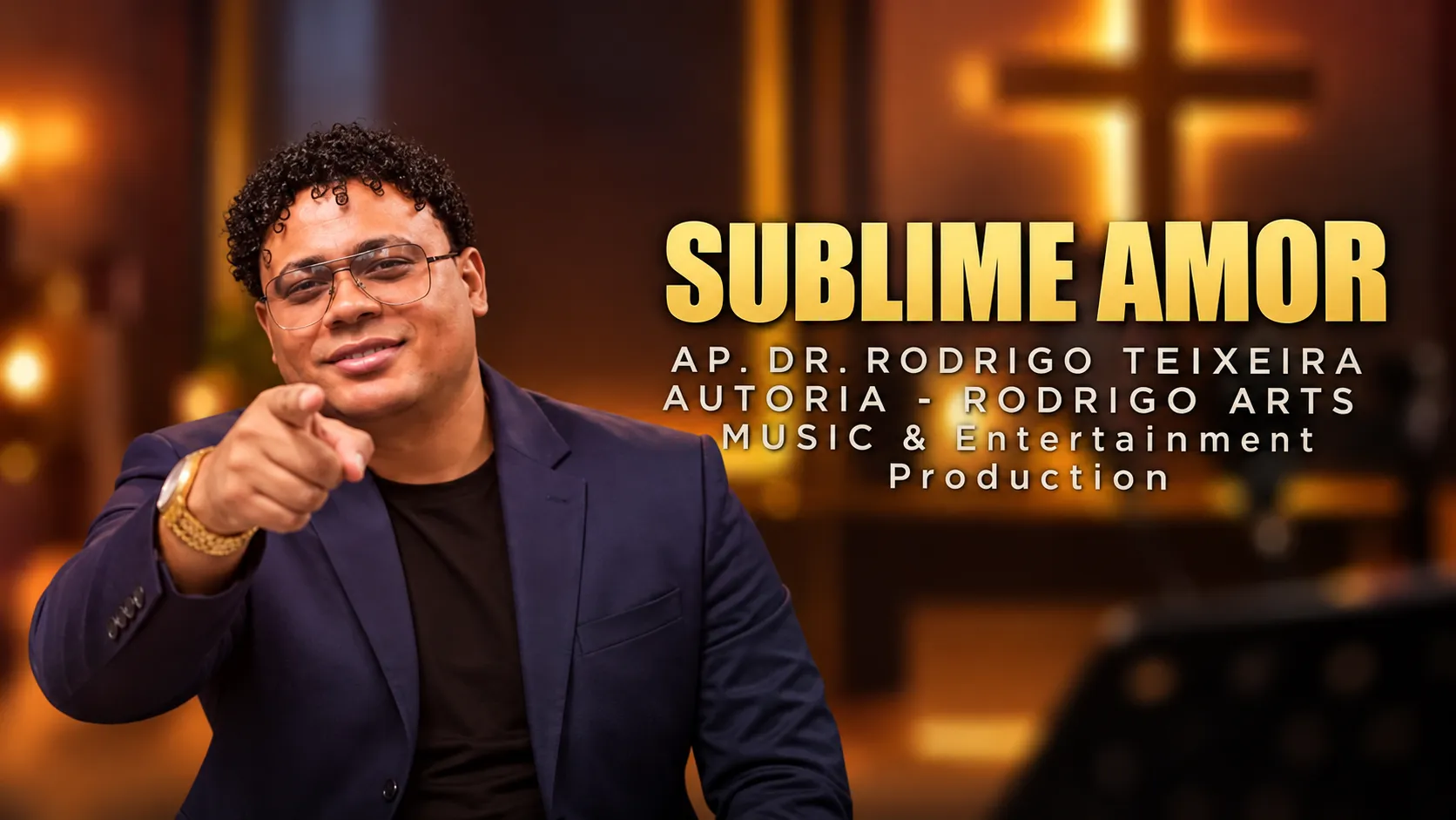 Capa oficial de Sublime Amor, Ap. Dr. Rodrigo Teixeira, em tons dourados